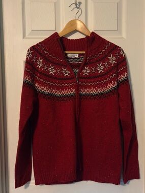 Northern Reflections red fair isle zip up sweater